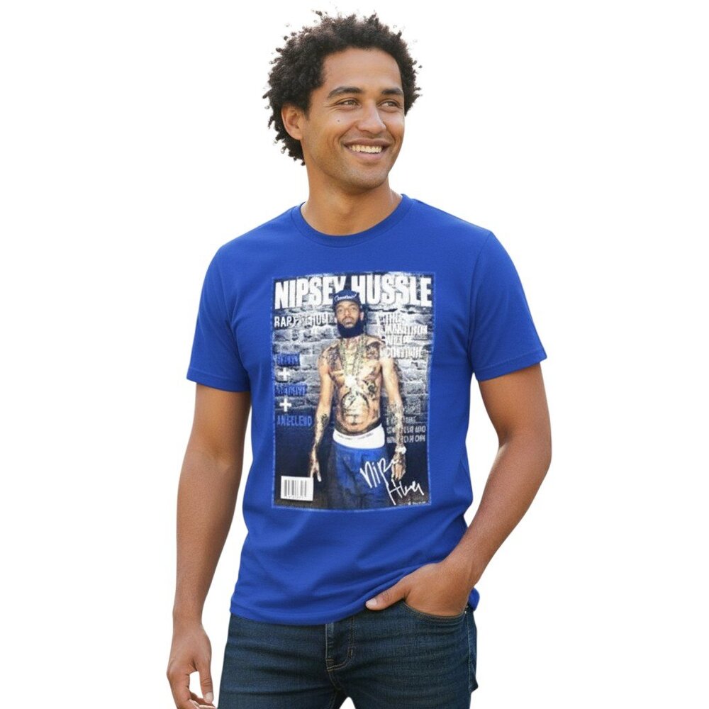 Vintage Nipsey Hussle Tee Mens XL Blue Graphic Rap Shirt Hip Hop Streetwear